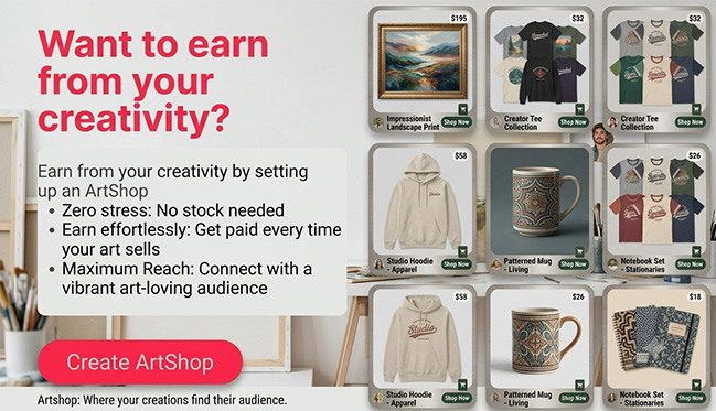 Set up an ArtShop and earn from your creativity
